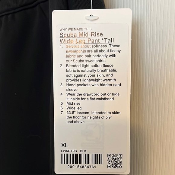 NWT LULULEMON SCUBA MID RISE WIDE LEG PANT•XL TALL - Picture 11 of 12